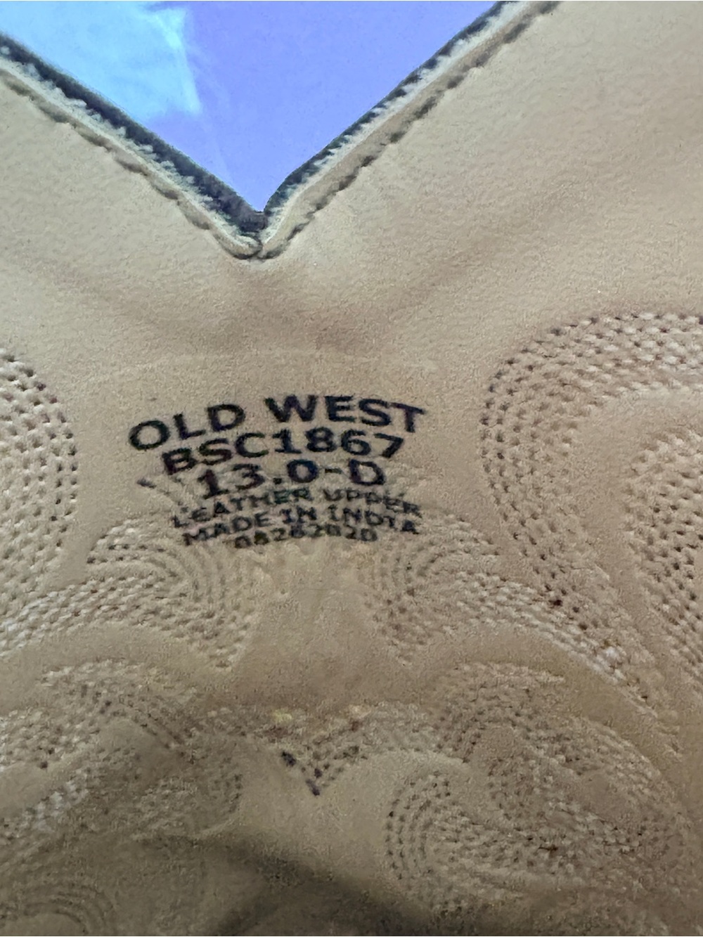 Old West Kids Orange and Brown Six-Row Stitch Western Boots - Picture 12 of 12